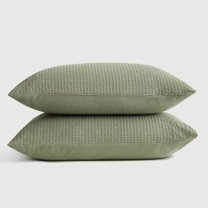 NWOT QUINCE Organic Luxe Honeycomb Sham Set King Olive 6046